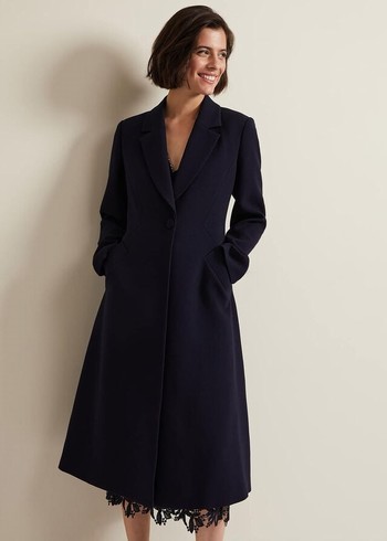 Phase Eight Juliette Crepe Coats Navy Australia | IE9673280